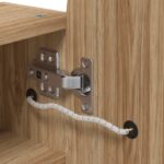 Armoire de bain à miroir avec LED arquée chêne 42x13x70 cm – Image 8