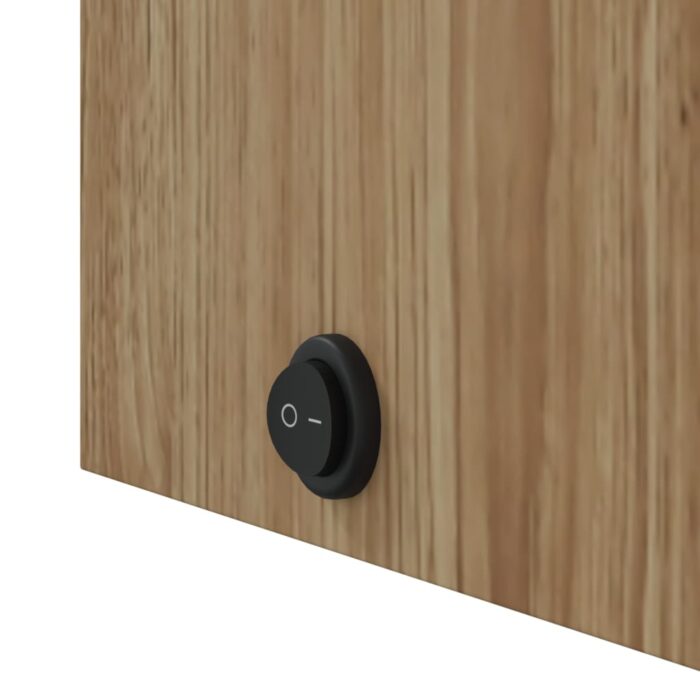 Armoire de bain à miroir avec LED arquée chêne 42x13x70 cm – Image 9