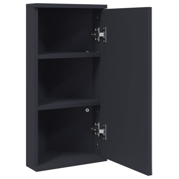 Armoire de bain à miroir d'angle gris 30x24x60 cm – Image 2