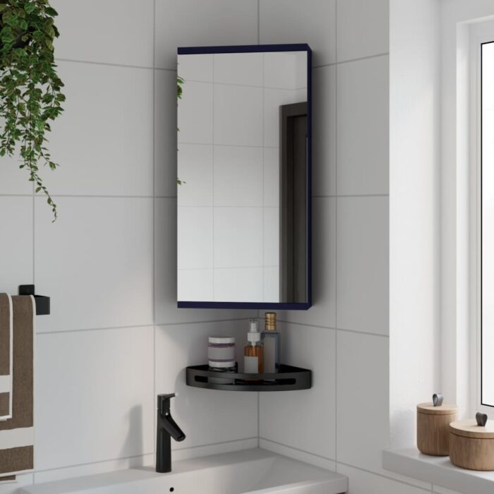Armoire de bain à miroir d'angle gris 30x24x60 cm – Image 1