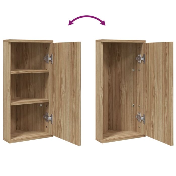Armoire de bain à miroir d'angle chêne 30x24x60 cm – Image 5