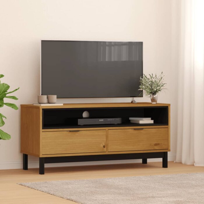 Meuble TV FLAM 110x40x50 cm bois massif de pin – Image 1