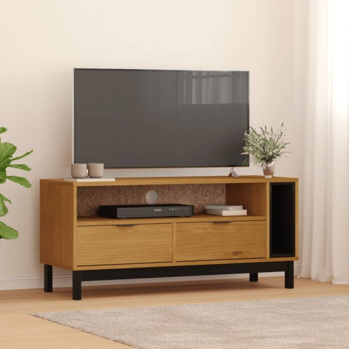 Meuble TV FLAM 110x40x50 cm bois massif de pin – Image 1