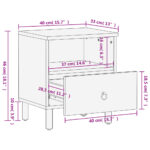 Table de chevet 40x33x46 cm Bois de manguier solide – Image 10