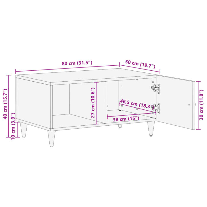 Table basse 80x50x40 cm bois de manguier massif – Image 11