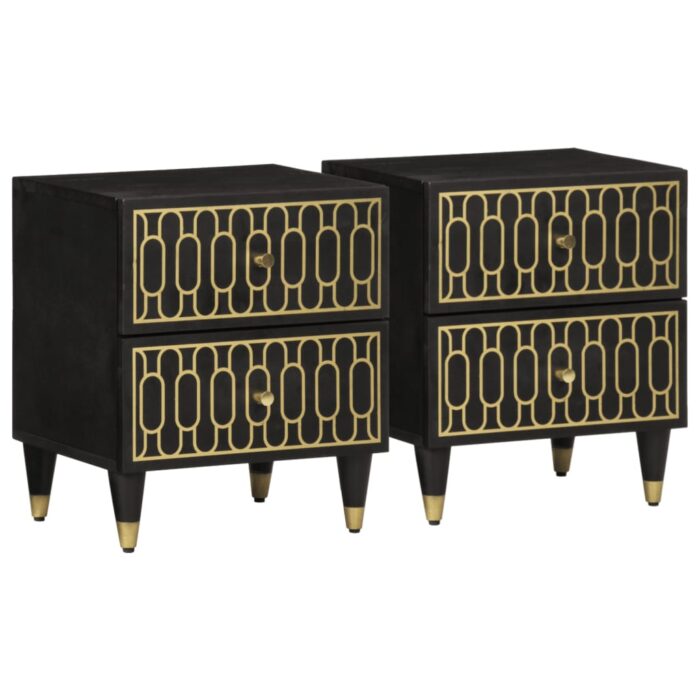 Tables de chevet 2 pcs 40x33x46 cm Bois de manguier solide – Image 1