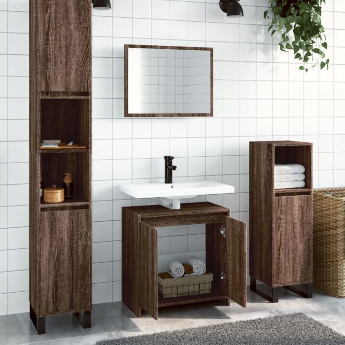 Ensemble de meubles de salle de bain 2 pcs Chêne marron – Image 1