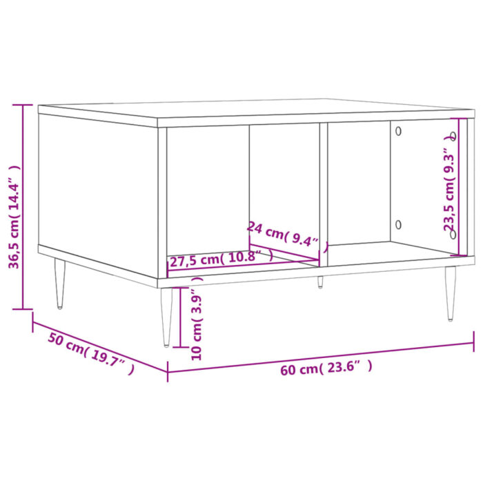Table basse Blanc 60x50x36,5 cm Bois d'ingénierie – Image 7