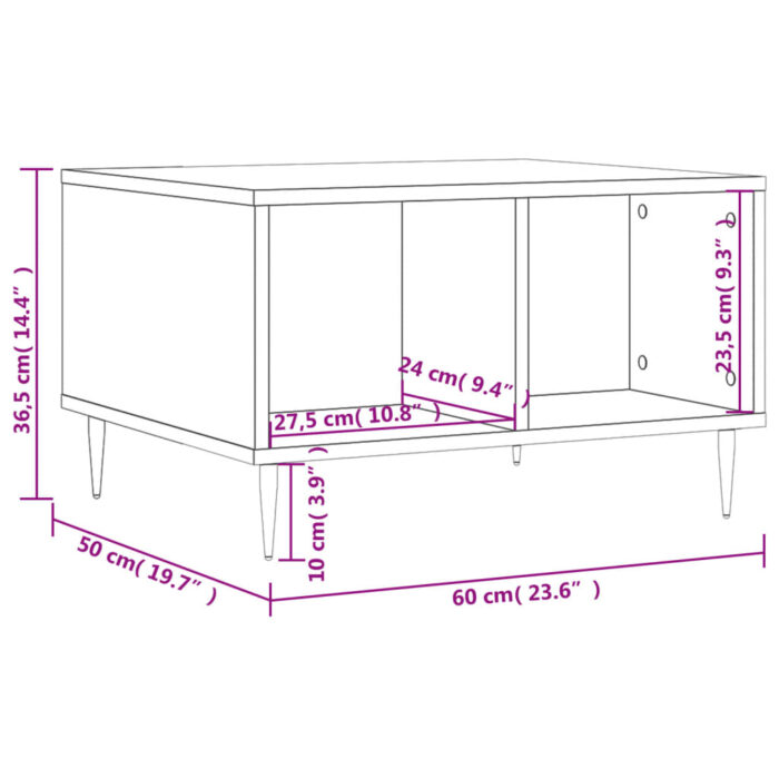 Table basse Chêne fumé 60x50x36,5 cm Bois d'ingénierie – Image 7