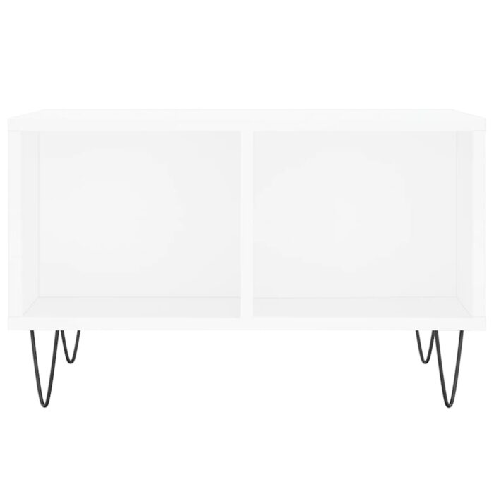 Table basse Blanc 60x50x36,5 cm Bois d'ingénierie – Image 2
