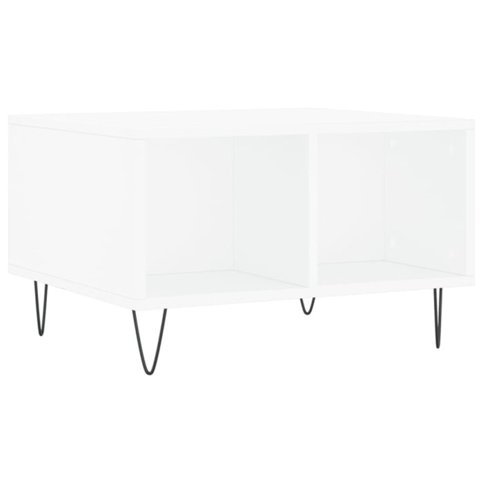 Table basse Blanc 60x50x36,5 cm Bois d'ingénierie – Image 4