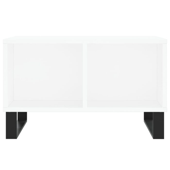 Table basse Blanc 60x50x36,5 cm Bois d'ingénierie – Image 2