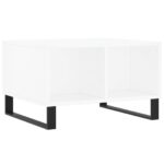 Table basse Blanc 60x50x36,5 cm Bois d'ingénierie – Image 4