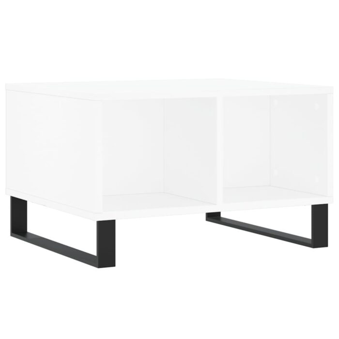 Table basse Blanc 60x50x36,5 cm Bois d'ingénierie – Image 4