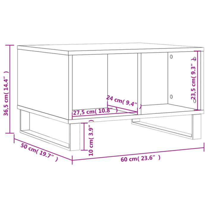 Table basse Blanc 60x50x36,5 cm Bois d'ingénierie – Image 7