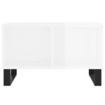 Table basse Blanc brillant 60x50x36,5 cm Bois d'ingénierie – Image 2