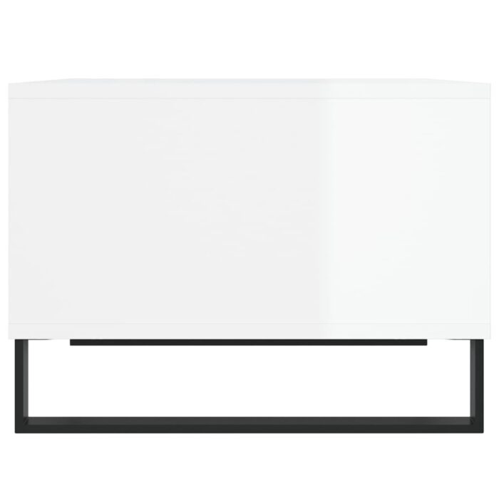 Table basse Blanc brillant 60x50x36,5 cm Bois d'ingénierie – Image 3