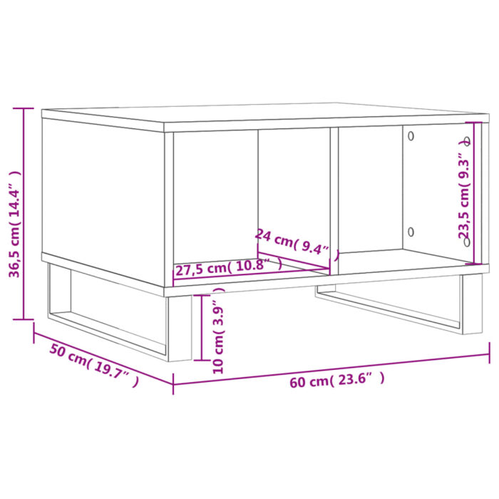 Table basse Blanc brillant 60x50x36,5 cm Bois d'ingénierie – Image 7