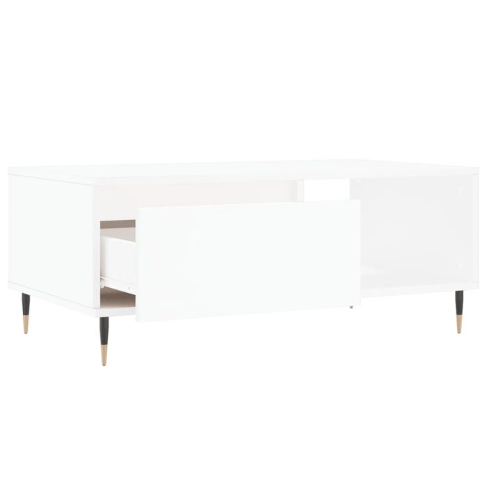 Table basse Blanc 90x50x36,5 cm Bois d'ingénierie – Image 4