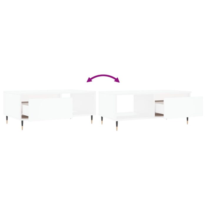 Table basse Blanc 90x50x36,5 cm Bois d'ingénierie – Image 7