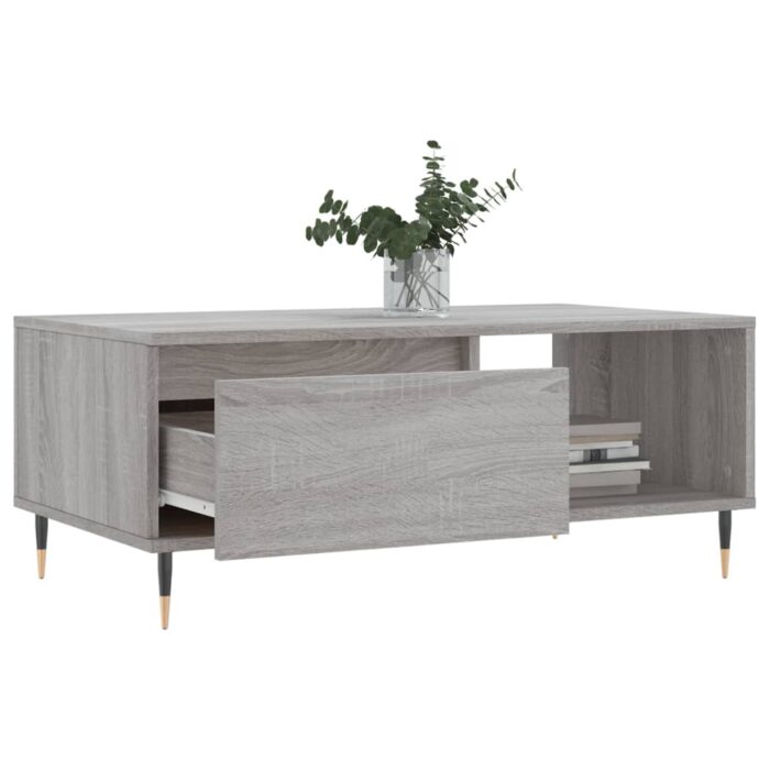 Table basse Sonoma gris 90x50x36,5 cm Bois d'ingénierie – Image 2