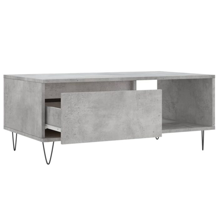 Table basse Gris béton 90x50x36,5 cm Bois d'ingénierie – Image 4
