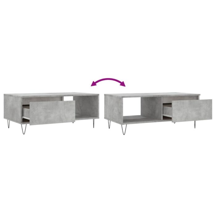 Table basse Gris béton 90x50x36,5 cm Bois d'ingénierie – Image 7