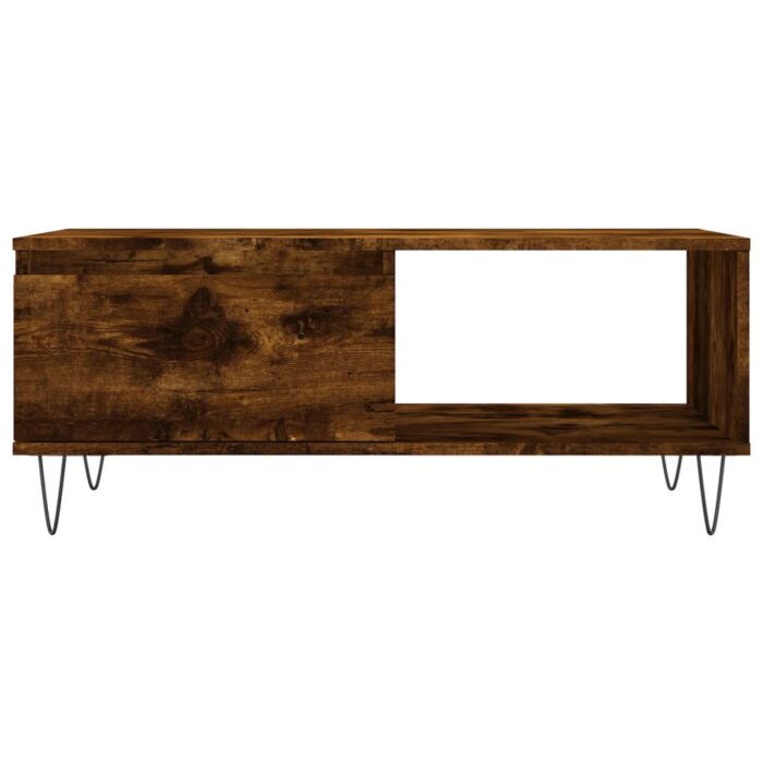 Table basse Chêne fumé 90x50x36,5 cm Bois d'ingénierie – Image 3