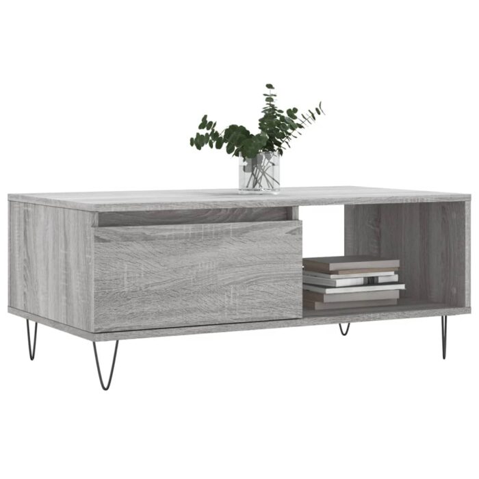 Table basse Sonoma gris 90x50x36,5 cm Bois d'ingénierie – Image 2