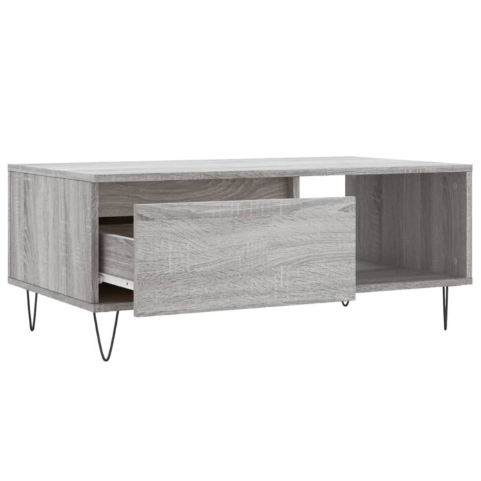 Table basse Sonoma gris 90x50x36,5 cm Bois d'ingénierie – Image 4