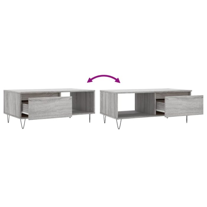 Table basse Sonoma gris 90x50x36,5 cm Bois d'ingénierie – Image 7