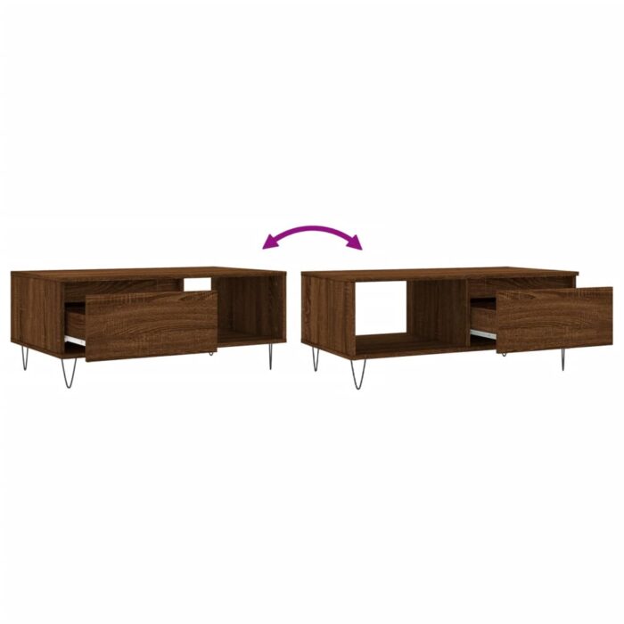 Table basse Chêne marron 90x50x36,5 cm Bois d'ingénierie – Image 7