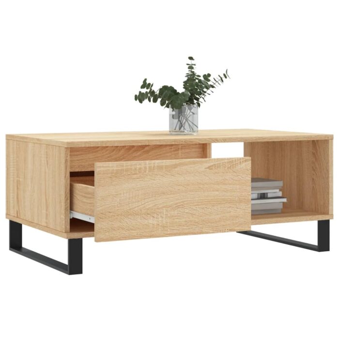 Table basse Chêne sonoma 90x50x36,5 cm Bois d'ingénierie – Image 2