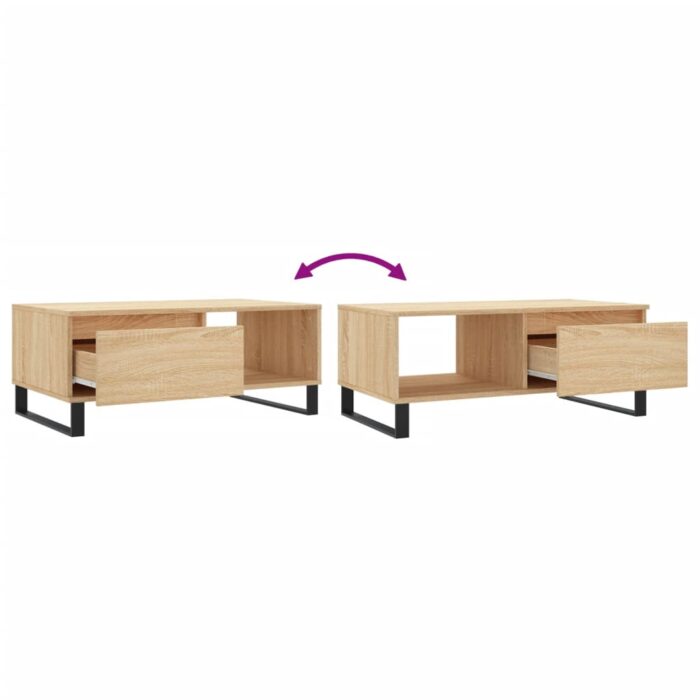 Table basse Chêne sonoma 90x50x36,5 cm Bois d'ingénierie – Image 7