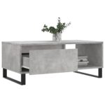 Table basse Gris béton 90x50x36,5 cm Bois d'ingénierie – Image 2