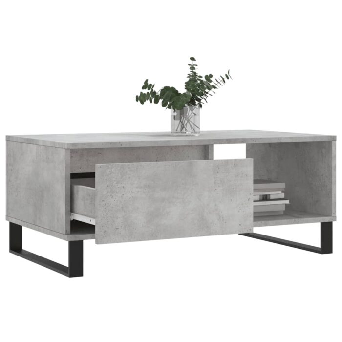 Table basse Gris béton 90x50x36,5 cm Bois d'ingénierie – Image 2