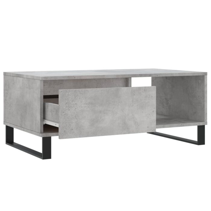 Table basse Gris béton 90x50x36,5 cm Bois d'ingénierie – Image 4