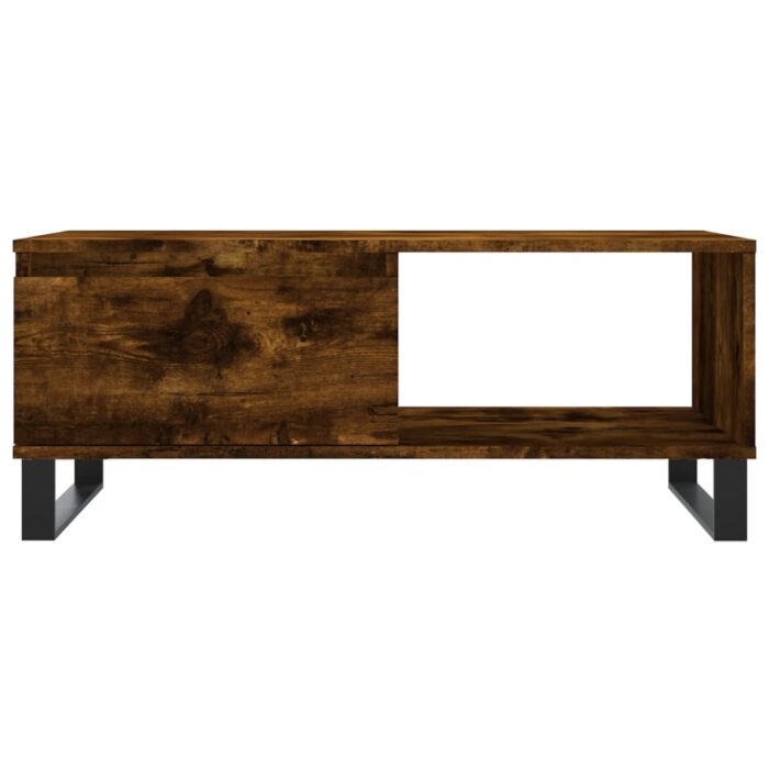 Table basse Chêne fumé 90x50x36,5 cm Bois d'ingénierie – Image 3