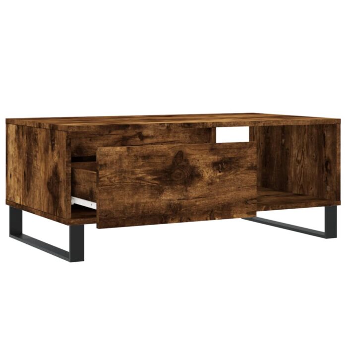 Table basse Chêne fumé 90x50x36,5 cm Bois d'ingénierie – Image 4