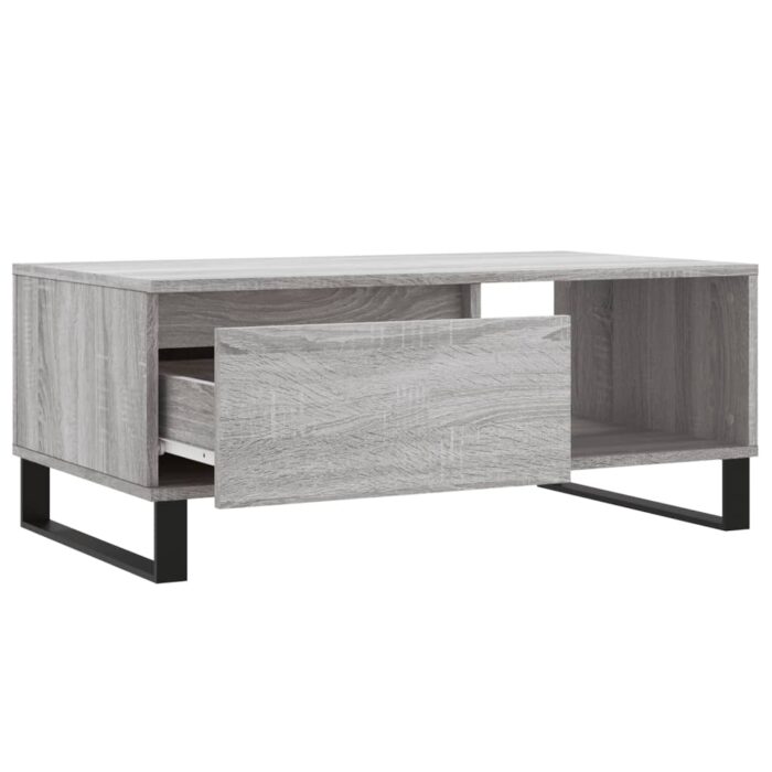 Table basse Sonoma gris 90x50x36,5 cm Bois d'ingénierie – Image 4