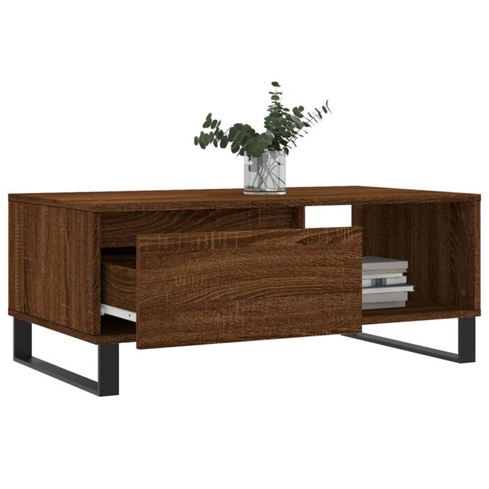 Table basse Chêne marron 90x50x36,5 cm Bois d'ingénierie – Image 2