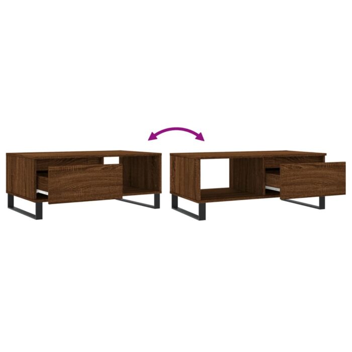 Table basse Chêne marron 90x50x36,5 cm Bois d'ingénierie – Image 7