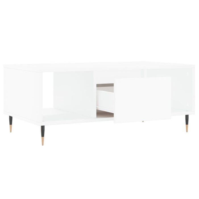Table basse Blanc 90x50x36,5 cm Bois d'ingénierie – Image 4