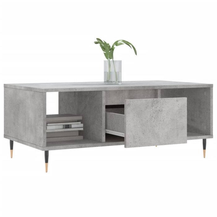 Table basse Gris béton 90x50x36,5 cm Bois d'ingénierie – Image 2