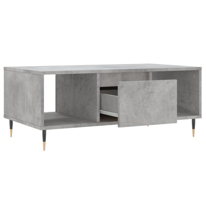 Table basse Gris béton 90x50x36,5 cm Bois d'ingénierie – Image 4