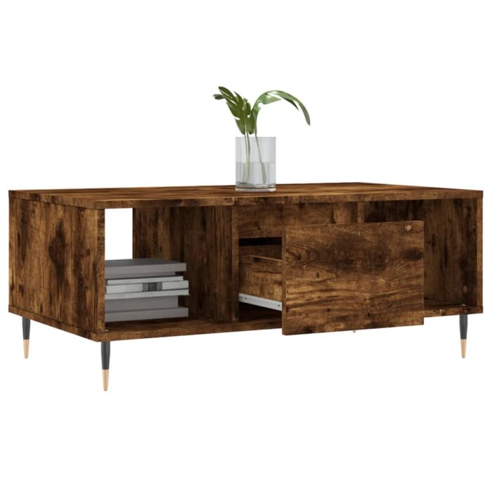 Table basse Chêne fumé 90x50x36,5 cm Bois d'ingénierie – Image 2