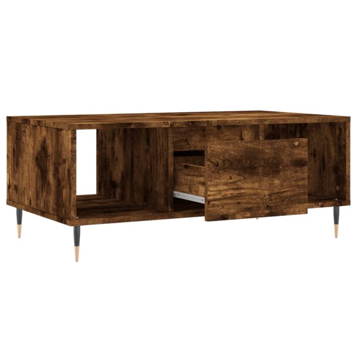 Table basse Chêne fumé 90x50x36,5 cm Bois d'ingénierie – Image 4