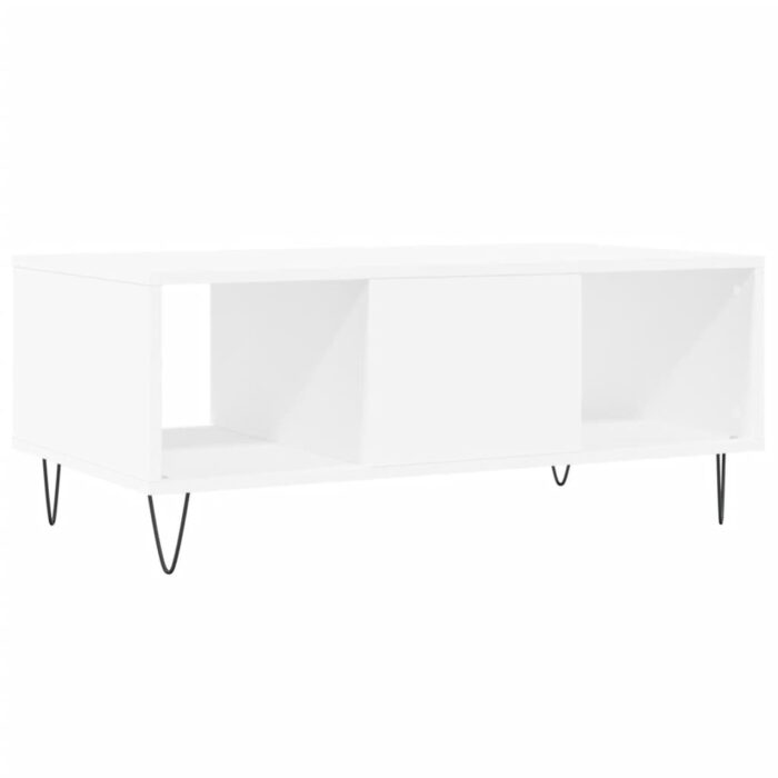 Table basse Blanc 90x50x36,5 cm Bois d'ingénierie – Image 6