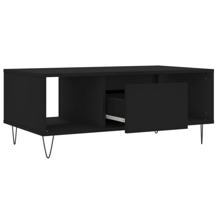Table basse Noir 90x50x36,5 cm Bois d'ingénierie – Image 4
