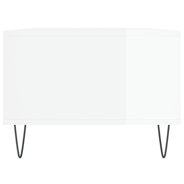 Table basse Blanc brillant 90x50x36,5 cm Bois d'ingénierie – Image 5